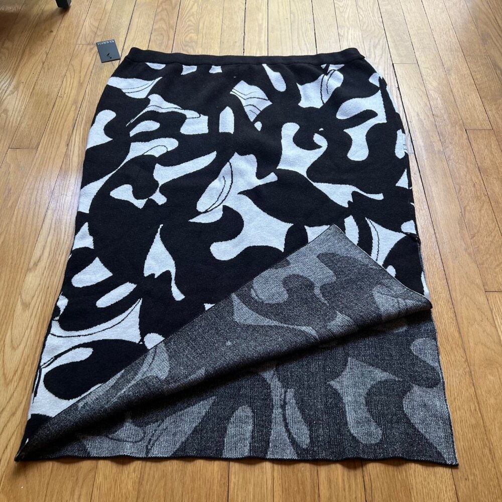 Eloquii Size 22/24 NEW Abstract Black & Gray Knit Intarsia Column Sweater Skirt - Picture 13 of 16